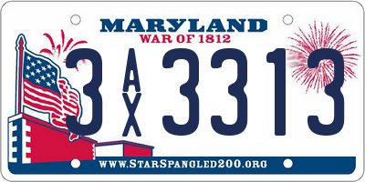 MD license plate 3AX3313
