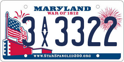 MD license plate 3AX3322