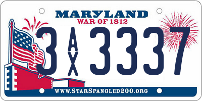 MD license plate 3AX3337