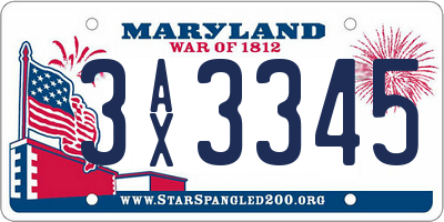 MD license plate 3AX3345