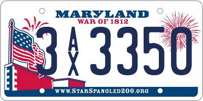 MD license plate 3AX3350