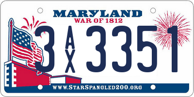 MD license plate 3AX3351