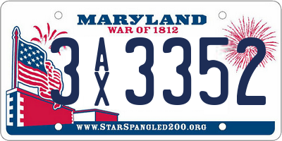 MD license plate 3AX3352