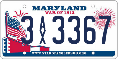 MD license plate 3AX3367