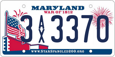 MD license plate 3AX3370