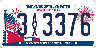 MD license plate 3AX3376