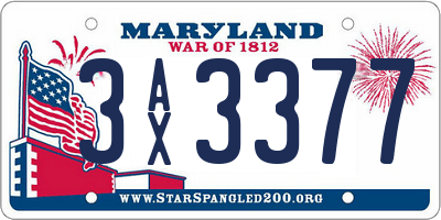 MD license plate 3AX3377