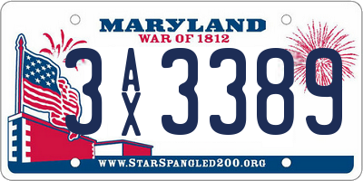 MD license plate 3AX3389