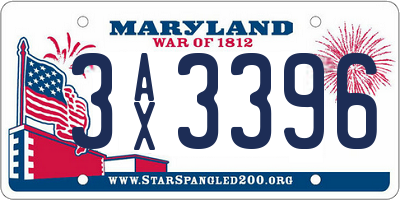 MD license plate 3AX3396