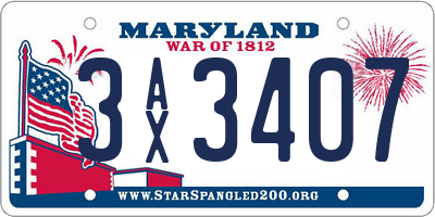 MD license plate 3AX3407