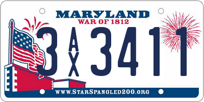 MD license plate 3AX3411