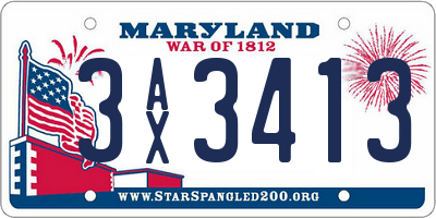 MD license plate 3AX3413