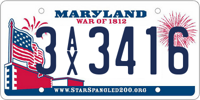 MD license plate 3AX3416