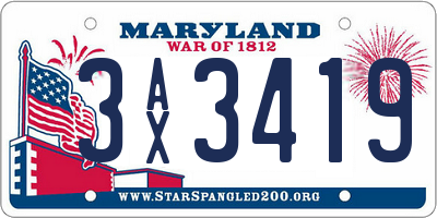 MD license plate 3AX3419
