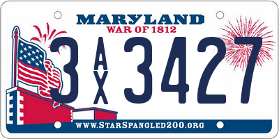 MD license plate 3AX3427