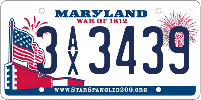 MD license plate 3AX3439