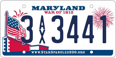 MD license plate 3AX3441