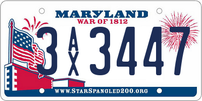 MD license plate 3AX3447