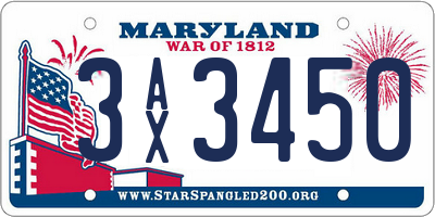 MD license plate 3AX3450