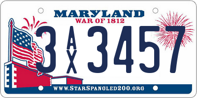 MD license plate 3AX3457
