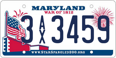 MD license plate 3AX3459