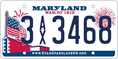MD license plate 3AX3468