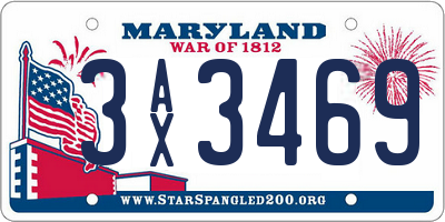 MD license plate 3AX3469