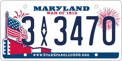 MD license plate 3AX3470