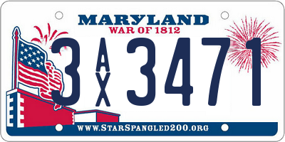 MD license plate 3AX3471