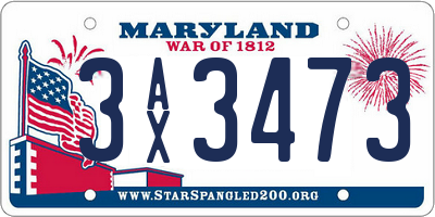 MD license plate 3AX3473