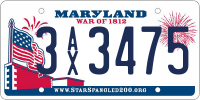 MD license plate 3AX3475