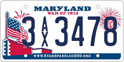 MD license plate 3AX3478