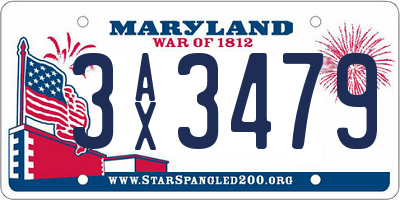 MD license plate 3AX3479