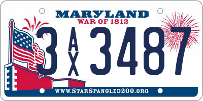 MD license plate 3AX3487