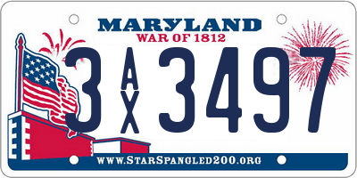 MD license plate 3AX3497