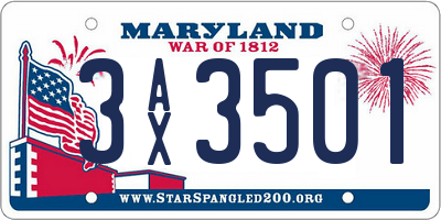 MD license plate 3AX3501