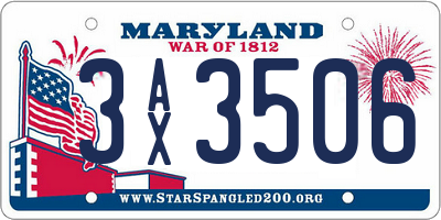 MD license plate 3AX3506