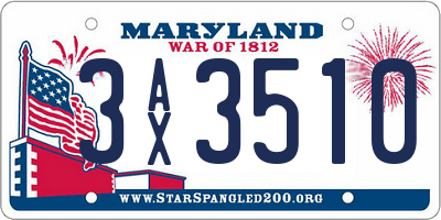 MD license plate 3AX3510