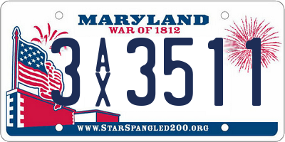 MD license plate 3AX3511