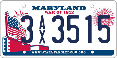 MD license plate 3AX3515