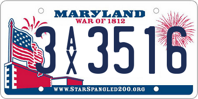 MD license plate 3AX3516