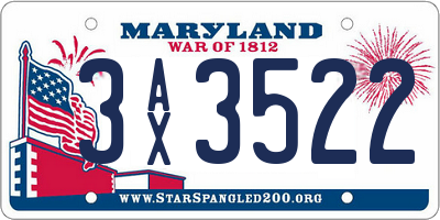 MD license plate 3AX3522