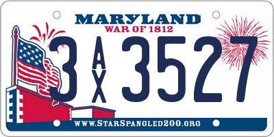MD license plate 3AX3527
