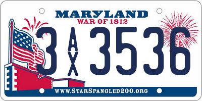 MD license plate 3AX3536