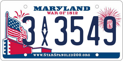 MD license plate 3AX3549
