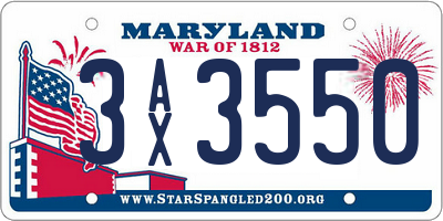 MD license plate 3AX3550