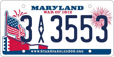 MD license plate 3AX3553