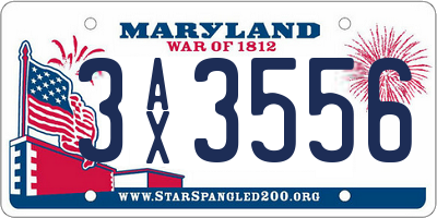 MD license plate 3AX3556