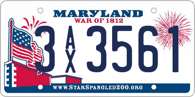 MD license plate 3AX3561