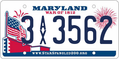 MD license plate 3AX3562